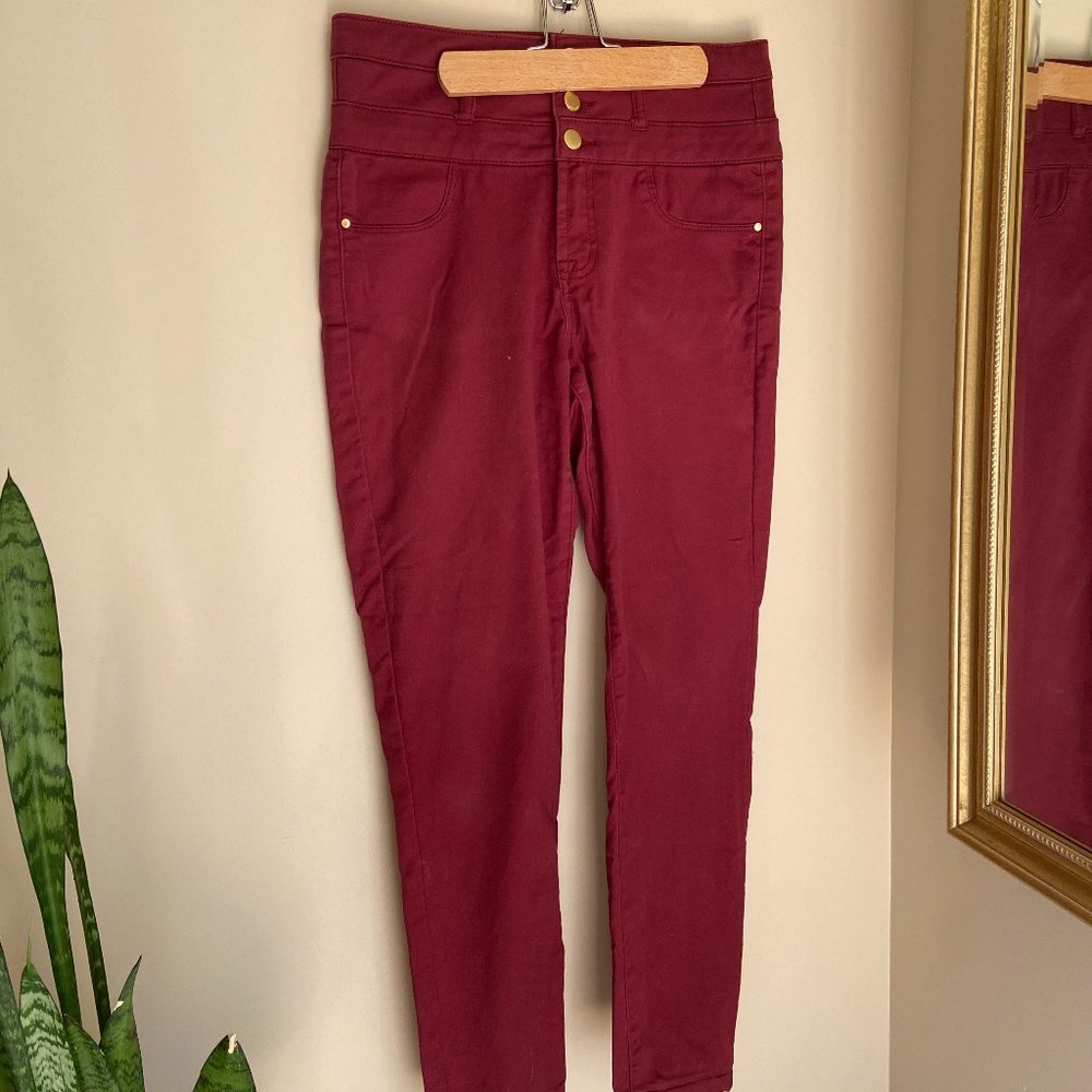 Red high waisted jeggings